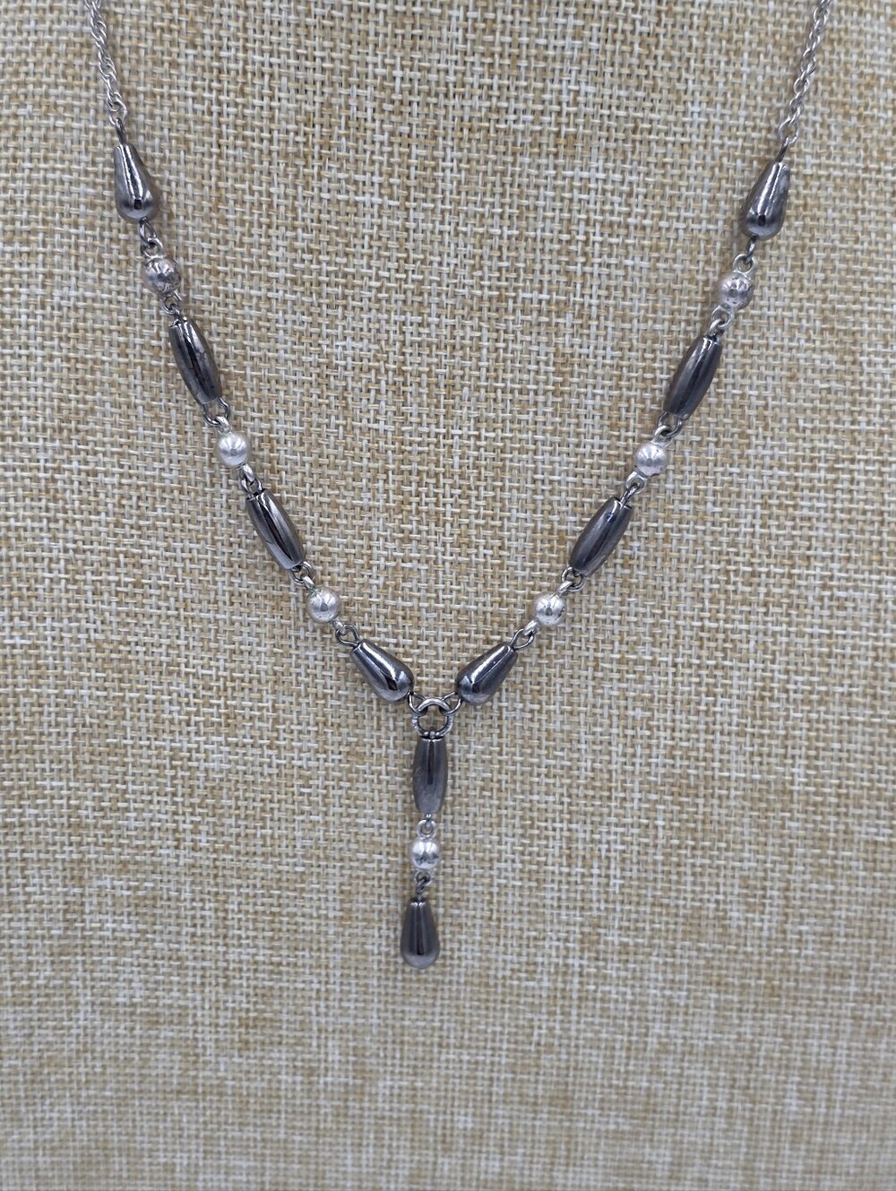 Premier‎ Designed Sterling-Style Gunmetal Bead Y-Drop Necklace Hematite